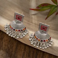 1 Pair Retro Lady Geometric Plating Alloy Zircon Drop Earrings main image 1