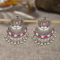 1 Pair Retro Lady Geometric Plating Alloy Zircon Drop Earrings main image 4