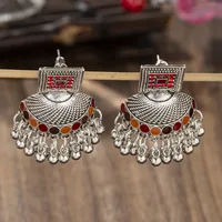 1 Pair Retro Lady Geometric Plating Alloy Zircon Drop Earrings main image 2