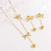 Wholesale Jewelry Sweet IG Style Heart Shape Bow Knot 304 Stainless Steel Stainless Steel Jewelry Sets main image 7