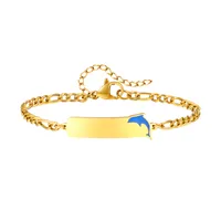 Cute Marine Style Simple Style Dolphin 201 Stainless Steel 18K Gold Plated ID Bracelet In Bulk main image 2