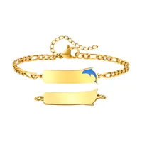 Cute Marine Style Simple Style Dolphin 201 Stainless Steel 18K Gold Plated ID Bracelet In Bulk main image 3