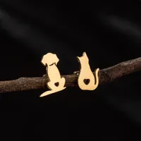 1 Pair Cute Simple Style Dog Polishing 304 Stainless Steel 18K Gold Plated Ear Studs main image 3