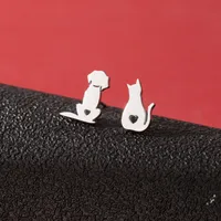 1 Pair Cute Simple Style Dog Polishing 304 Stainless Steel 18K Gold Plated Ear Studs main image 2