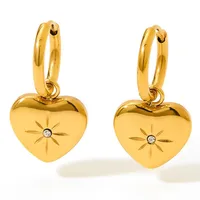 1 Pair Modern Style Artistic Eight Awn Star Heart Shape Plating 304 Stainless Steel 16K Gold Plated White Gold Plated Gold Plated Drop Earrings main image 2