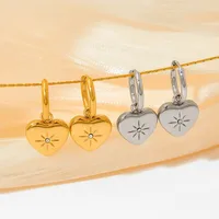 1 Pair Modern Style Artistic Eight Awn Star Heart Shape Plating 304 Stainless Steel 16K Gold Plated White Gold Plated Gold Plated Drop Earrings main image 4