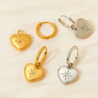 1 Pair Modern Style Artistic Eight Awn Star Heart Shape Plating 304 Stainless Steel 16K Gold Plated White Gold Plated Gold Plated Drop Earrings main image 3