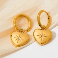 1 Pair Modern Style Artistic Eight Awn Star Heart Shape Plating 304 Stainless Steel 16K Gold Plated White Gold Plated Gold Plated Drop Earrings main image 1