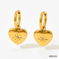 1 Pair Modern Style Artistic Eight Awn Star Heart Shape Plating 304 Stainless Steel 16K Gold Plated White Gold Plated Gold Plated Drop Earrings sku image 1