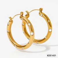 1 Pair Modern Style Artistic Round Plating 304 Stainless Steel 16K Gold Plated White Gold Plated Gold Plated Earrings sku image 1