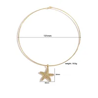 Copper 18K Gold Plated Plating Starfish Flower Shell Rings Necklace main image 2