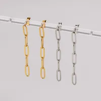 1 Pair Simple Style Chain Plating 304 Stainless Steel 18K Gold Plated Drop Earrings main image 1