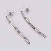 1 Pair Simple Style Chain Plating 304 Stainless Steel 18K Gold Plated Drop Earrings sku image 2