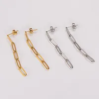 1 Pair Simple Style Chain Plating 304 Stainless Steel 18K Gold Plated Drop Earrings main image 5