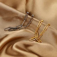 1 Pair Simple Style Chain Plating 304 Stainless Steel 18K Gold Plated Drop Earrings main image 2