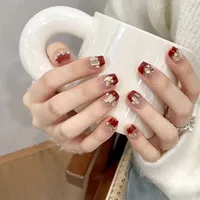 Wear Nail TikTok Popular Flash Blush Pure Desire Wind Bow Knot Nail Stickers Manicure Finished Detachable Nail Piece sku image 12