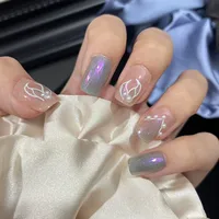 Wear Nail TikTok Popular Flash Blush Pure Desire Wind Bow Knot Nail Stickers Manicure Finished Detachable Nail Piece sku image 163