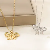 Wholesale Jewelry Basic Simple Style Classic Style Bow Knot 304 Stainless Steel 18K Gold Plated Earrings Necklace main image 6