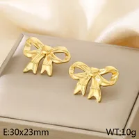 Wholesale Jewelry Basic Simple Style Classic Style Bow Knot 304 Stainless Steel 18K Gold Plated Earrings Necklace sku image 1