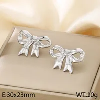 Wholesale Jewelry Basic Simple Style Classic Style Bow Knot 304 Stainless Steel 18K Gold Plated Earrings Necklace sku image 2