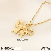 Wholesale Jewelry Basic Simple Style Classic Style Bow Knot 304 Stainless Steel 18K Gold Plated Earrings Necklace sku image 4