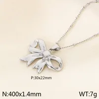 Wholesale Jewelry Basic Simple Style Classic Style Bow Knot 304 Stainless Steel 18K Gold Plated Earrings Necklace sku image 3