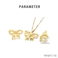 Wholesale Jewelry Basic Simple Style Classic Style Bow Knot 304 Stainless Steel 18K Gold Plated Earrings Necklace main image 1