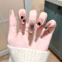 Wear Nail TikTok Popular Flash Blush Pure Desire Wind Bow Knot Nail Stickers Manicure Finished Detachable Nail Piece sku image 99