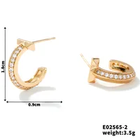 1 Pair Hawaiian Vacation Classic Style C Shape Inlay Copper Zircon K Gold Plated Rhodium Plated Earrings sku image 2