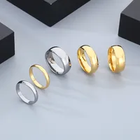 Casual Simple Style Streetwear Round Tungsten Steel 18K Gold Plated Couple Rings main image 3