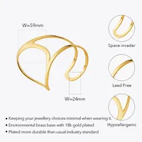 Brass 18K Gold Plated Plating Hollow Out Irregular Bangle main image 5