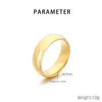 Casual Simple Style Streetwear Round Tungsten Steel 18K Gold Plated Couple Rings main image 2