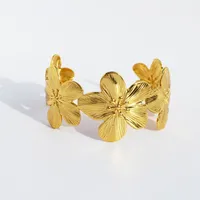 Brass 24K Gold Plated Geometric Bangle sku image 1