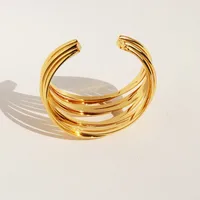 Brass Irregular Plating Geometric Waves Bangle main image 2