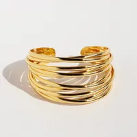 Brass Irregular Plating Geometric Waves Bangle main image 1