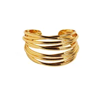 Brass Irregular Plating Geometric Waves Bangle main image 3