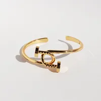 Brass Irregular Plating Geometric Nail Bangle main image 4