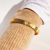 Brass 24K Gold Plated Geometric Bangle main image 6