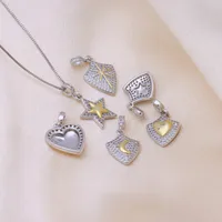 Copper Inlay Star Moon Heart Shape Zircon Pendant Necklace main image 4