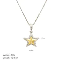 Copper Inlay Star Moon Heart Shape Zircon Pendant Necklace main image 5