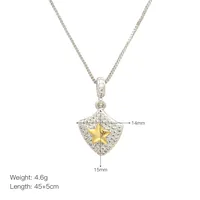 Copper Inlay Star Moon Heart Shape Zircon Pendant Necklace sku image 2