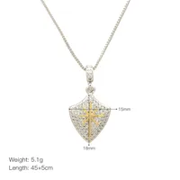 Copper Inlay Star Moon Heart Shape Zircon Pendant Necklace sku image 5