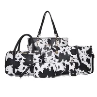 Women's Large Pu Leather Cow Pattern Streetwear Square Zipper Shoulder Bag Handbag Tote Bag sku image 1