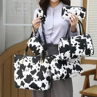 Women's Large Pu Leather Cow Pattern Streetwear Square Zipper Shoulder Bag Handbag Tote Bag main image 1