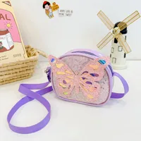 Girl'S Pu Leather Butterfly Vacation Square Zipper Shoulder Bag sku image 2