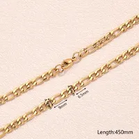 5 PCS/Package 304 Stainless Steel 18K Gold Plated Figaro Chain Polished Jewelry Accessories main image 5