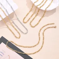 5 PCS/Package 304 Stainless Steel 18K Gold Plated Figaro Chain Polished Jewelry Accessories main image 1