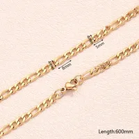 5 PCS/Package 304 Stainless Steel 18K Gold Plated Figaro Chain Polished Jewelry Accessories main image 4