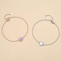 Shell Brass Rose Gold Plated White Gold Plated Inlay Heart Shape Shell Zircon Bracelets main image 1