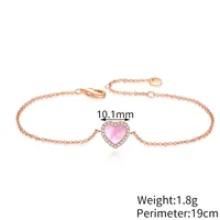 Shell Brass Rose Gold Plated White Gold Plated Inlay Heart Shape Shell Zircon Bracelets main image 5